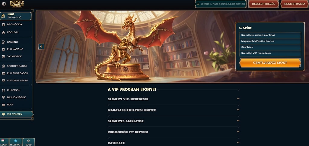 MonsterWin kaszinó VIP klub